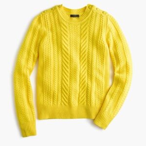 NWT J.Crew Perfect Cable sweater pullover M bright Lemmon